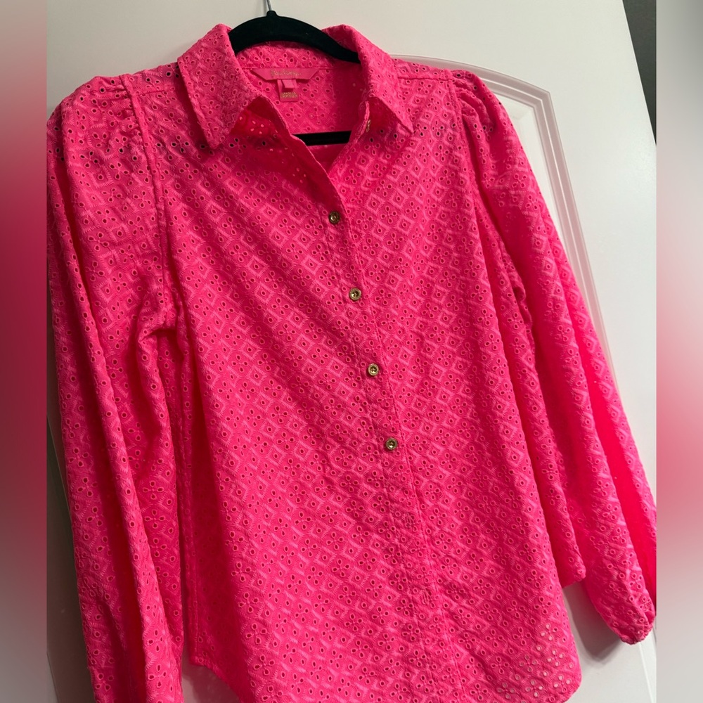 Sea Breeze Eyelet Button Down EC